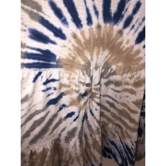 Arna York Womens Size 14/16 Dress Tiered Tee Shirt Tie Dyed Blue Gray Tan Plus - Picture 2 of 7